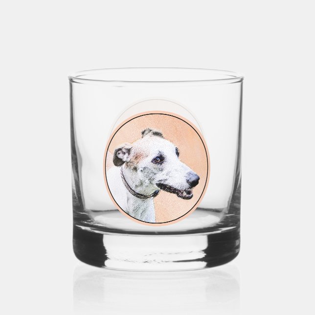 Greyhound Painting - Niedliche Original Hunde Kuns Whiskyglas (Vorderseite)