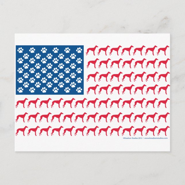 Greyhound Patriotic Flag Postkarte (Vorderseite)