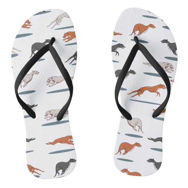 Greyhound Pattern Flip Flops (Fußbett)