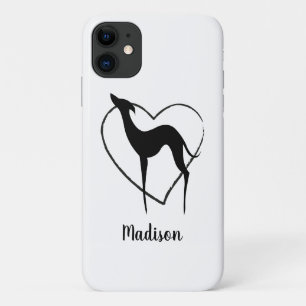 Greyhound-Peitsche-Silhouette und niedlicher Herzn Case-Mate iPhone Hülle