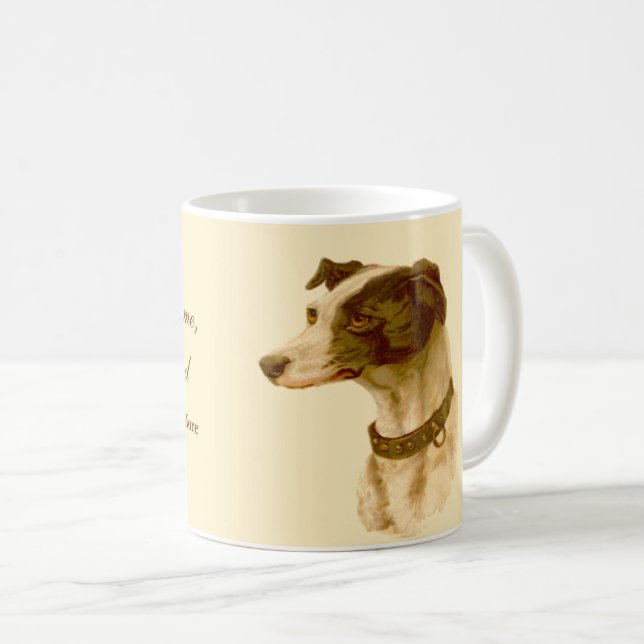 Greyhound Portrait / Berühmtes Thomas Mehr Zitat Kaffeetasse (VorderseiteRechts)