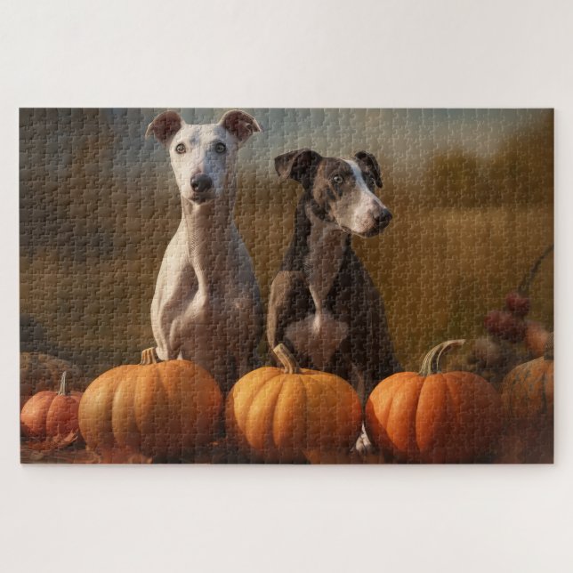 Greyhound Puppy Autumn Delight Pumpkin (Horizontal)