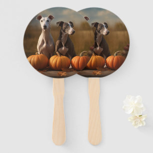 Greyhound Puppy Autumn Delight Pumpkin Fächer