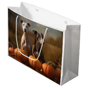 Greyhound Puppy Autumn Delight Pumpkin Große Geschenktüte
