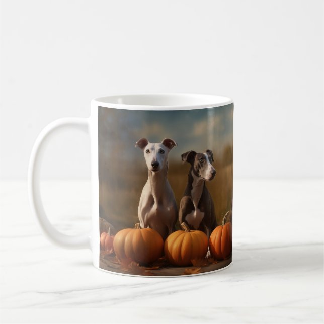 Greyhound Puppy Autumn Delight Pumpkin Kaffeetasse (Links)