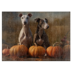 Greyhound Puppy Autumn Delight Pumpkin Schneidebrett