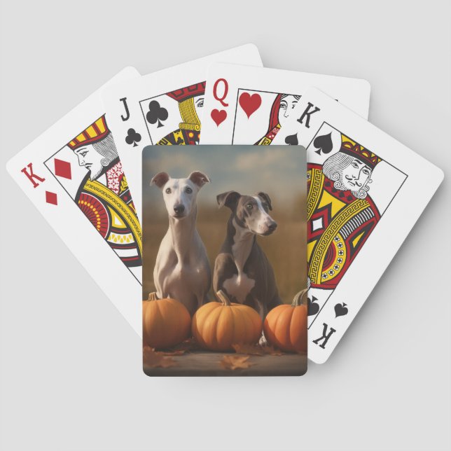 Greyhound Puppy Autumn Delight Pumpkin Spielkarten (Rückseite)