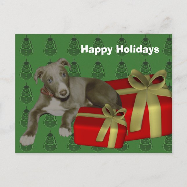 Greyhound Puppy Dog Weihnachtsfeiertag Postkarte (Vorderseite)