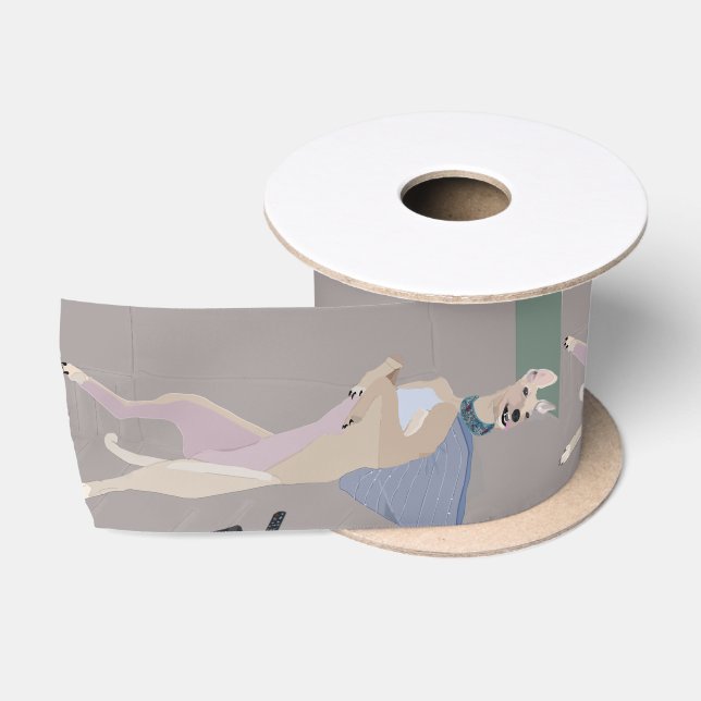 Greyhound Ribbon 3.0" & Matching Gift Wrap (Septem Satinband (Spule)