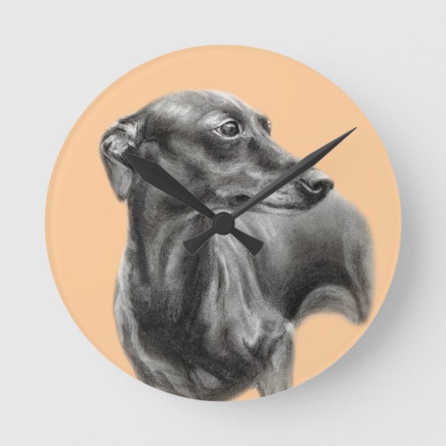 Greyhound Runde Wanduhr (Vorderseite)