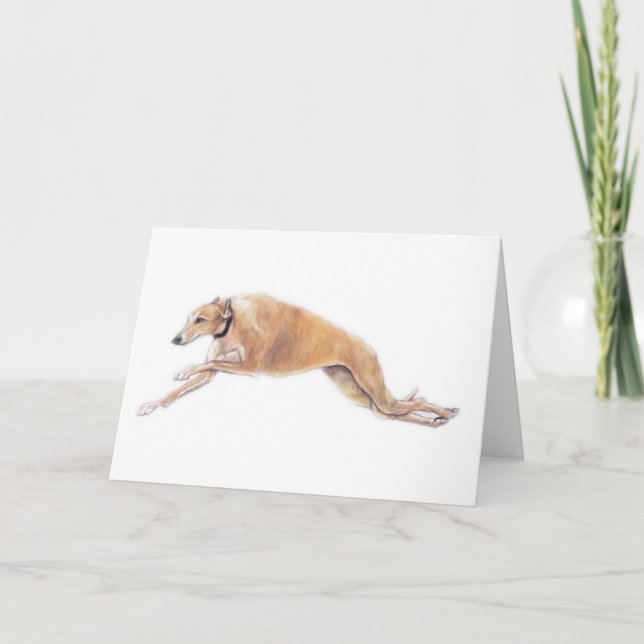Greyhound Running Hund Art Grußkarte Karte (Vorderseite)