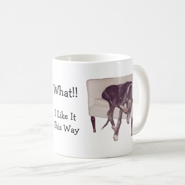 Greyhound schlafen im Sessel Funny Kaffeetasse (VorderseiteRechts)