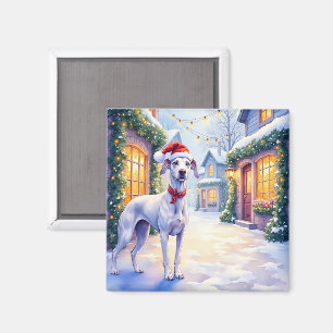 Greyhound Schneedorfgemeinde Weihnachtsmannmütze W Magnet