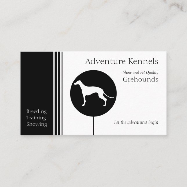 Greyhound Silhouette Modernes Schwarz-weiß Visitenkarte (Vorderseite)