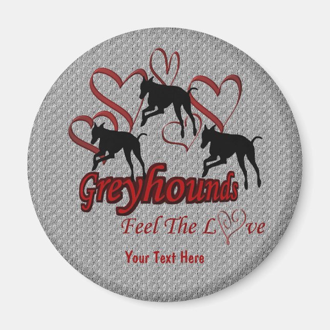 Greyhound Silhouetten Herz Liebe Hund Magnet (Vorne)