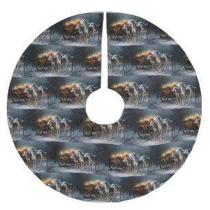 Greyhound Snowy Sleigh Weihnachtsdekor Polyester Weihnachtsbaumdecke