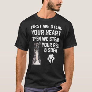 Greyhound Stearstich Ihr Herz stehlen Bett und Sof T-Shirt