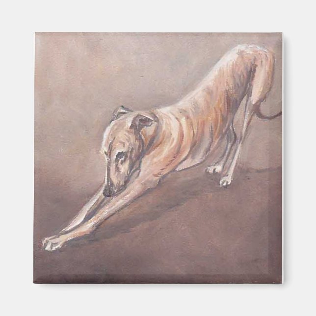 Greyhound Stretch Dog Art Magnet (Vorne)