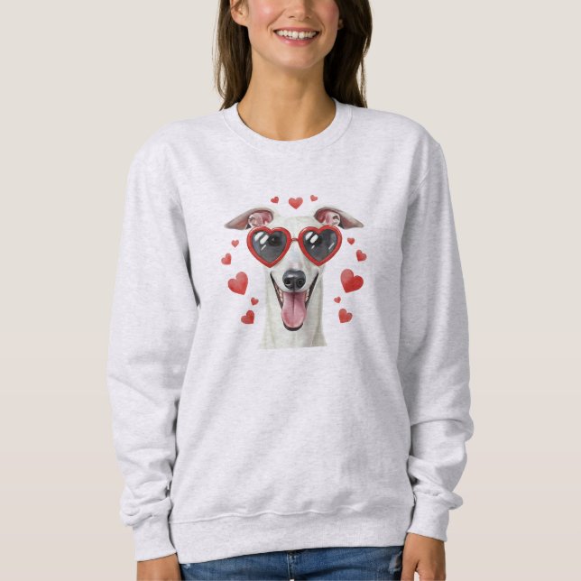 Greyhound Valentine Oil Painting Dog Portrait Sweatshirt (Vorderseite)