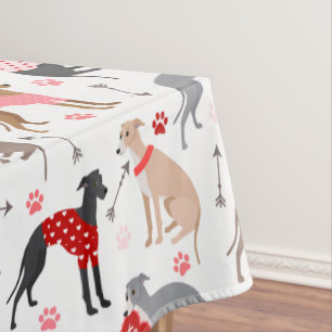 Greyhound Valentine Pattern Tableclout Tischdecke