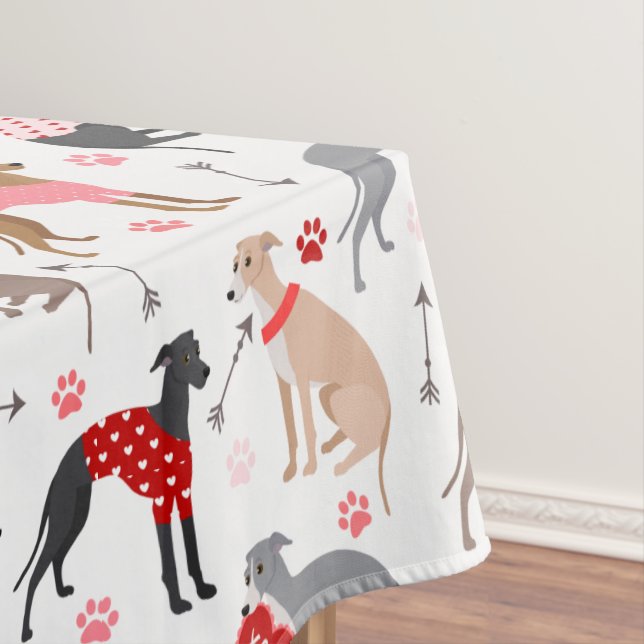 Greyhound Valentine Pattern Tableclout Tischdecke (Beispiel)