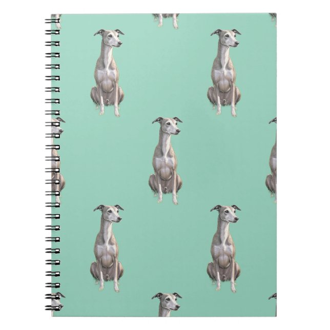 Greyhound Watercolor Print Spiral Notebook Notizblock (Vorderseite)