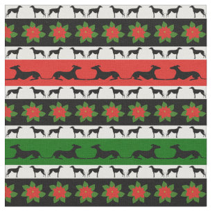 Greyhound Weihnachts-Silhouetten Stoff
