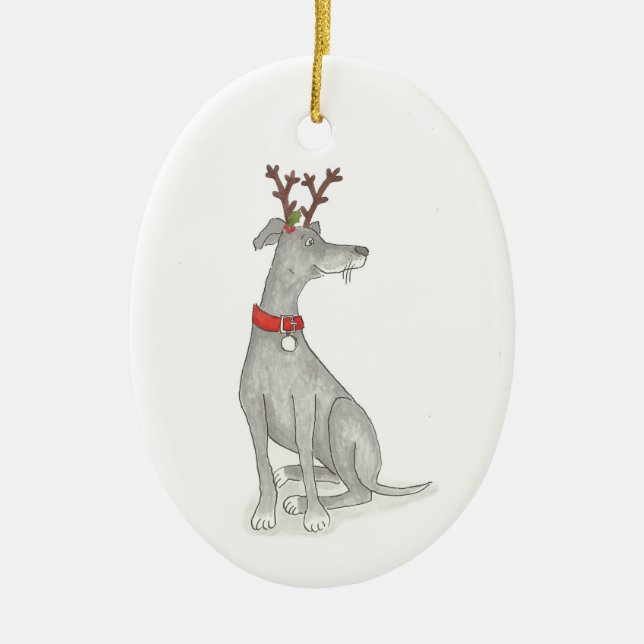 Greyhound Weihnachtsdekoration Keramik Ornament (Vorne)