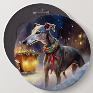Greyhound Weihnachtsfeiertag Button
