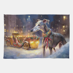 Greyhound Weihnachtsfeiertag Geschirrtuch