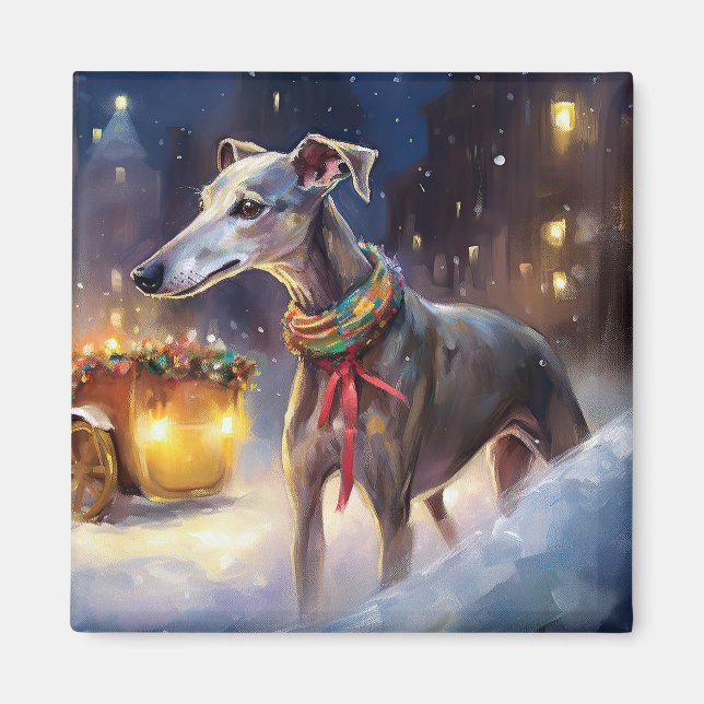 Greyhound Weihnachtsfeiertag Magnet (Vorne)