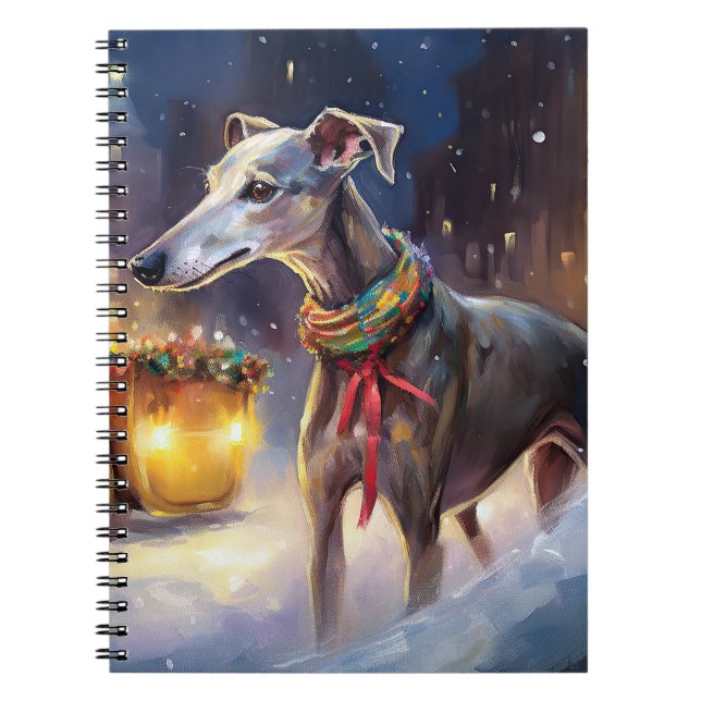 Greyhound Weihnachtsfeiertag Notizblock (Vorderseite)