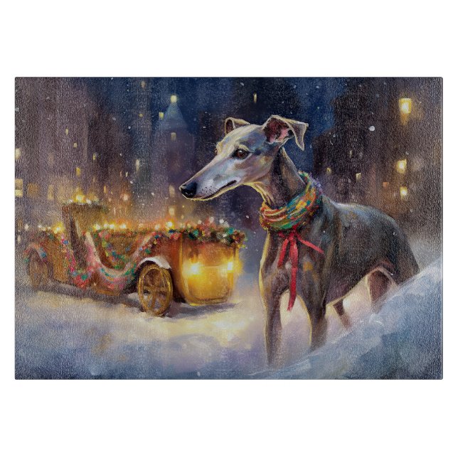 Greyhound Weihnachtsfeiertag Schneidebrett (Vorderseite)