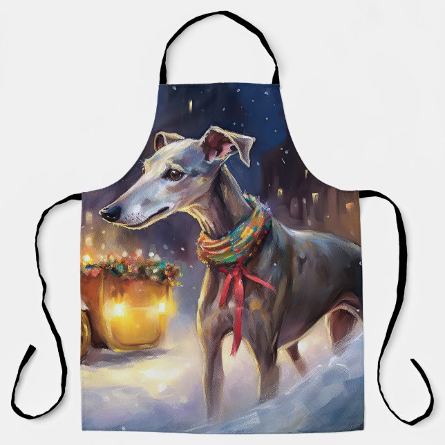 Greyhound Weihnachtsfeiertag Schürze (Vorderseite)