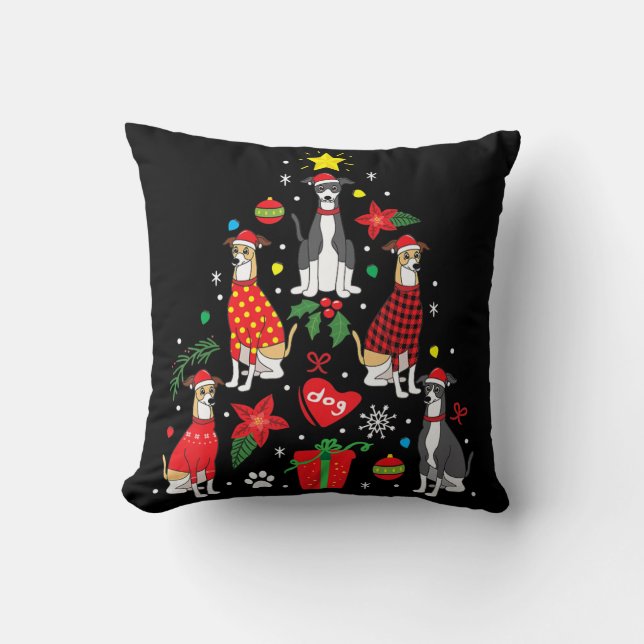 Greyhound Weihnachtsschmuck Tree Hund Mama Kissen (Vorderseite)