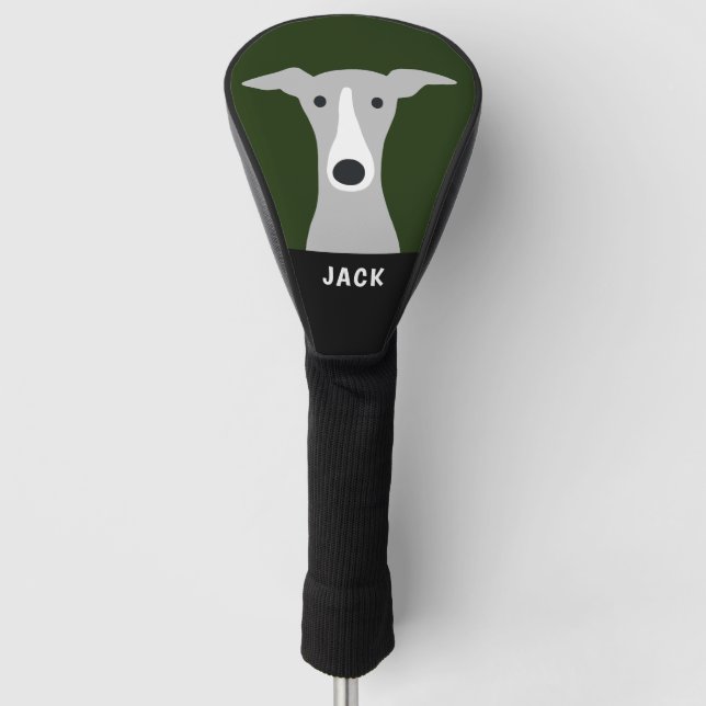 Greyhound Whippet Dog mit Individuelle Name Golf Headcover (Vorderseite)