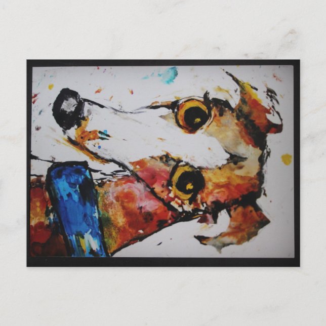 Greyhound Whippet Galgo Mixed Media Art Postkarte (Vorderseite)