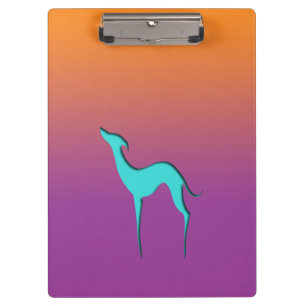 Greyhound Whippet Hund Blau Orange lila ombre Klemmbrett