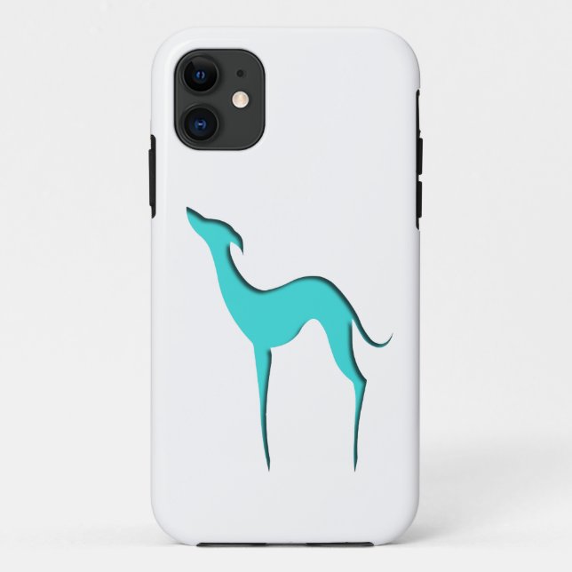 Greyhound Whippet Hund elegante türkisfarbene Silh Case-Mate iPhone Hülle (Rückseite)