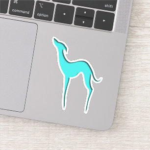 Greyhound Whippet-Hund türkisblaue Silhouette Aufkleber