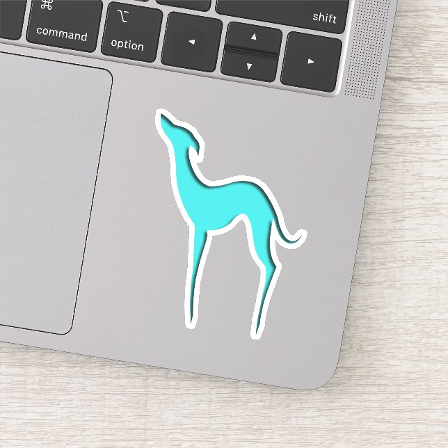 Greyhound Whippet-Hund türkisblaue Silhouette Aufkleber (Detail)