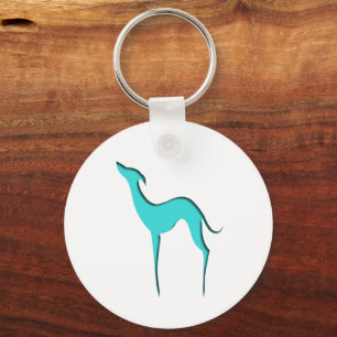 Greyhound Whippet-Hund türkisblaue Silhouette Schlüsselanhänger