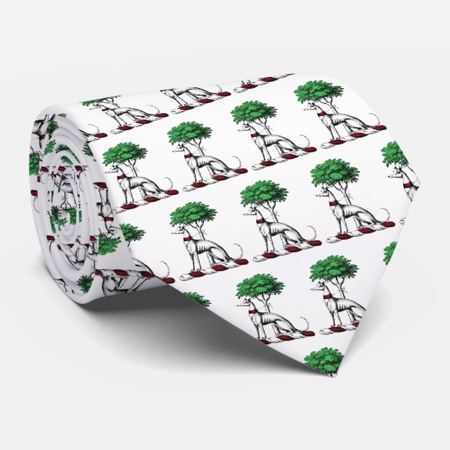 Greyhound Whippet mit Baumkronen-Wappen-Emblem Krawatte (Gerollt)