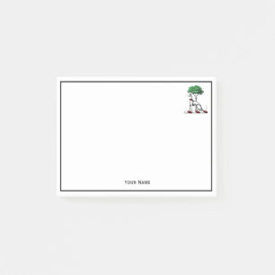 Greyhound Whippet mit Baumkronen-Wappen-Emblem Post-it Klebezettel