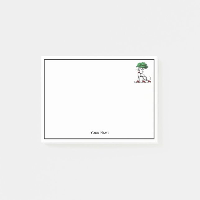 Greyhound Whippet mit Baumkronen-Wappen-Emblem Post-it Klebezettel (Vorderseite)