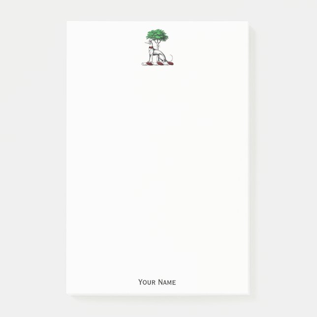 Greyhound Whippet mit Baumkronen-Wappen-Emblem Post-it Klebezettel (Vorderseite)