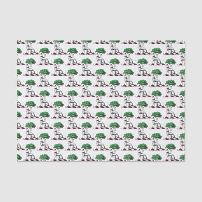 Greyhound Whippet mit Baumkronen-Wappen-Emblem Seidenpapier (Vorderseite)
