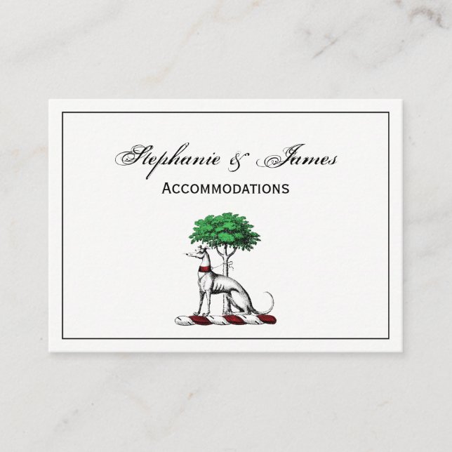 Greyhound Whippet mit Baumkronen-Wappen-Emblem Visitenkarte (Vorderseite)