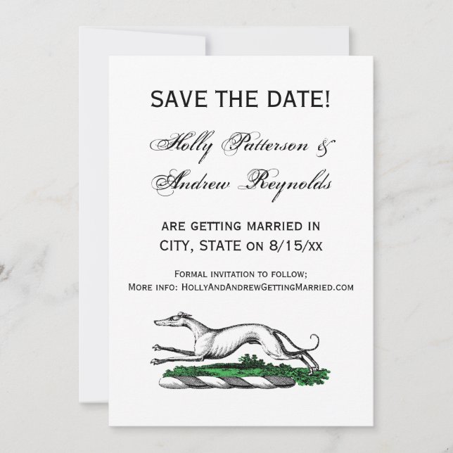 Greyhound Whippet Running Heraldic Wappen Emblem Einladung (Vorderseite)