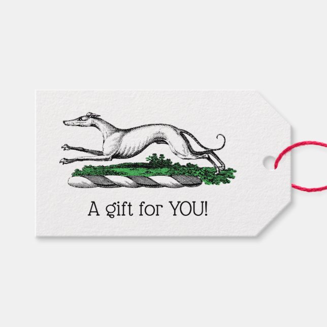 Greyhound Whippet Running Heraldic Wappen Emblem Geschenkanhänger (Vorderseite (Horizontal))